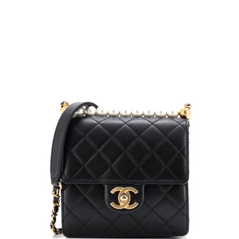 Chanel Chic Pearls Flap Bag Quilted Lambskin Mini