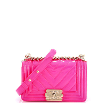 Chanel Boy Flap Bag Chevron Patent Small
