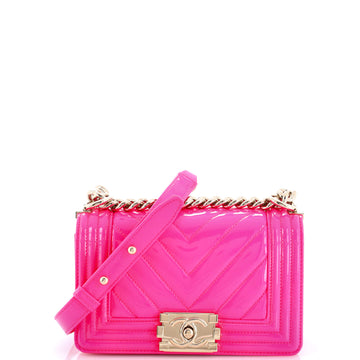 Chanel Boy Flap Bag Chevron Patent Small