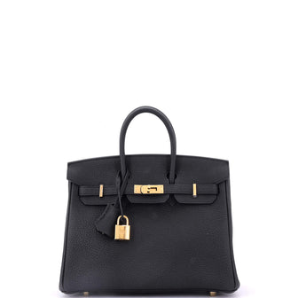 Hermes Birkin Handbag Black Togo with Gold Hardware 25