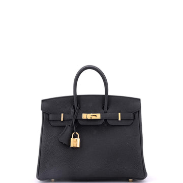 Hermes Birkin Handbag Black Togo with Gold Hardware 25
