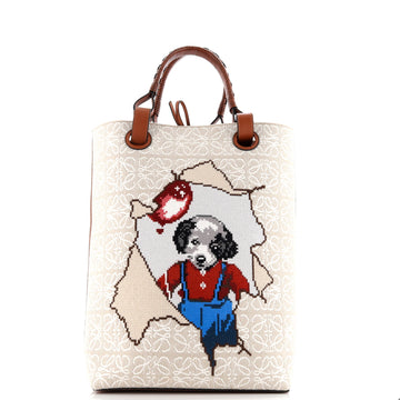 Loewe Joe Brainard Anagram Tote Embroidered Canvas Small