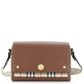 Burberry Note Crossbody Bag Leather with Vintage Check Canvas Medium