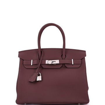 Hermes Birkin Handbag Red Togo with Palladium Hardware 30