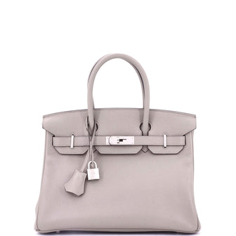 Hermes Birkin Handbag Grey Novillo with Palladium Hardware 30