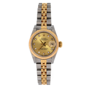 Rolex Oyster Perpetual Datejust Automatic Watch Stainless Steel and Yellow Gold with Diamond Markers 26