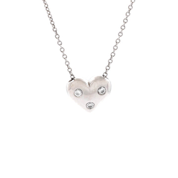 Tiffany & Co. Etoile Heart 3 Diamond Pendant Necklace Platinum with Diamonds