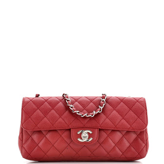 Chanel Classic Single Flap Bag Quilted Caviar East West