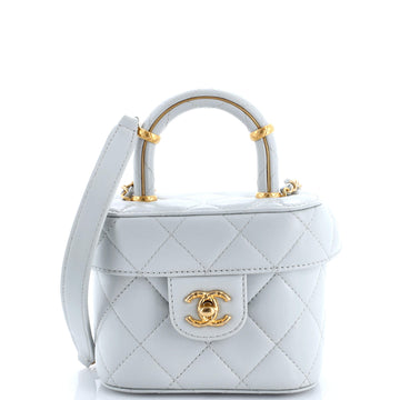 Chanel CC Top Handle Flap Vanity Case Quilted Lambskin Small