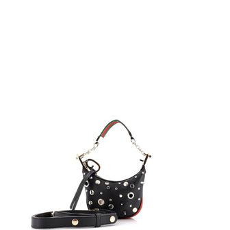 Gucci Attache Shoulder Bag Grommet Embellished Leather Mini