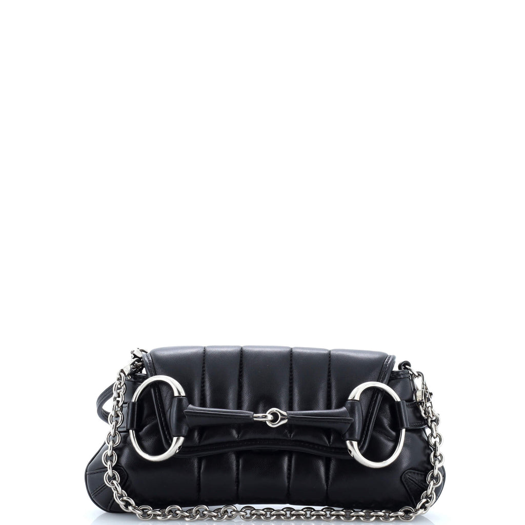 Gucci Horsebit Chain Shoulder Bag Vertical Quilted Leather Small