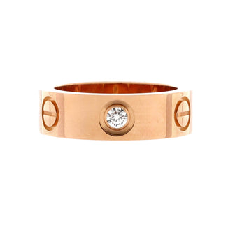 Cartier Love 3 Diamonds Band Ring 18K Rose Gold with Diamonds