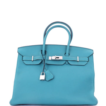 Hermes Birkin Handbag Blue Togo with Palladium Hardware 35