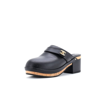 Chanel Women's CC Turnlock Clogs Leather