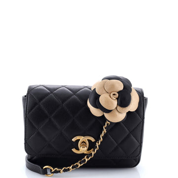 Chanel Private Affair Camellia Belt Bag Quilted Lambskin Mini