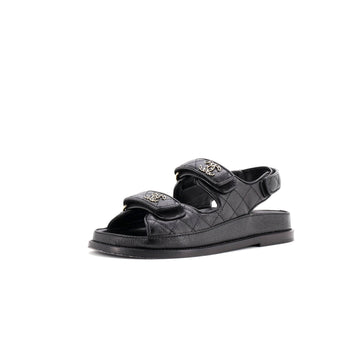 Chanel Women's Velcro Dad Sandals Quilted Leather