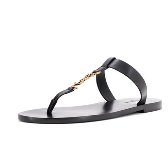 Saint Laurent Men's Cassandra Thong Flat Sandals Leather