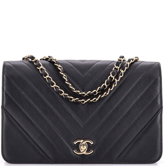 Chanel Statement Flap Bag Chevron Calfskin Medium