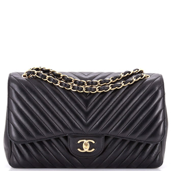 Chanel Classic Double Flap Bag Chevron Lambskin Jumbo