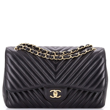 Chanel Classic Double Flap Bag Chevron Lambskin Jumbo