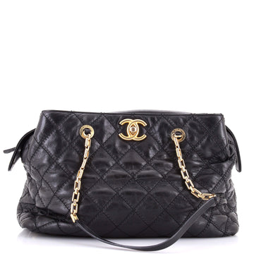 Chanel Retro Chain Zip Satchel Quilted Calfskin Large