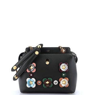 Fendi Flowerland DotCom Convertible Satchel Embellished Leather Small