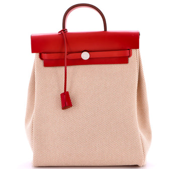 Hermes Herbag A Dos Zip Backpack Toile and Leather