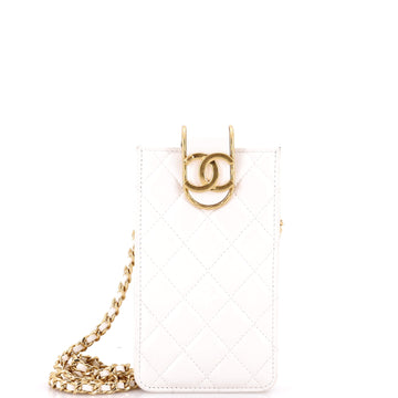 Chanel CC Clasp Phone Holder Crossbody Bag Quilted Lambskin