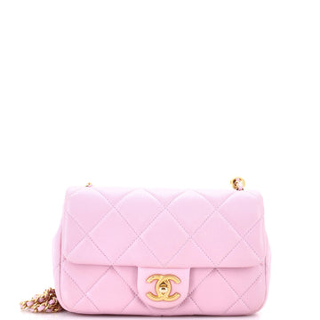Chanel Twin Pearl Adjustable Chain Flap Bag Quilted Lambskin Mini