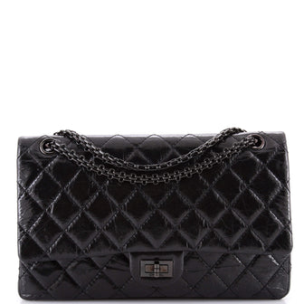 Chanel So Black Reissue 2.55 Flap Bag Quilted Glazed Calfskin 226