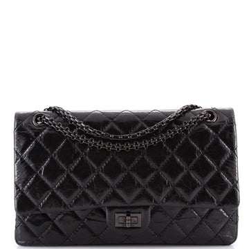 Chanel So Black Reissue 2.55 Flap Bag Quilted Glazed Calfskin 226
