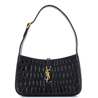 Saint Laurent Le 5 a 7 Hobo Crocodile Embossed Leather Small