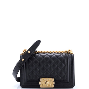 Chanel Boy Flap Bag Quilted Caviar Small