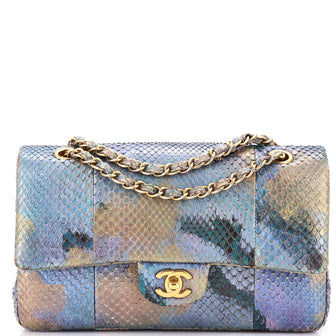 Teal Python Chanel Chanel Classic Double Flap Bag Python Medium Metallic 3538315