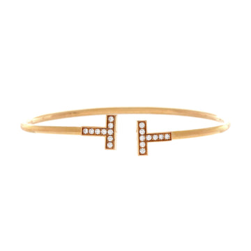 Tiffany & Co. T Wire Bracelet 18K Yellow Gold and Diamonds