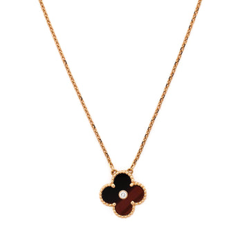 Van Cleef & Arpels Vintage Alhambra Pendant Necklace Limited Edition 18K Rose Gold and Bull's Eye with Diamond