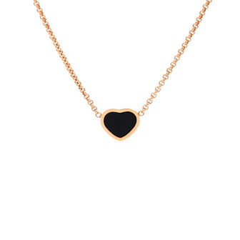 Chopard My Happy Hearts Pendant Necklace 18K Rose Gold with Onyx