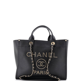 Chanel Deauville Tote Studded Caviar Small