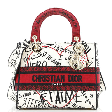 Christian Dior Lady D-Lite Bag Embroidered Canvas Medium