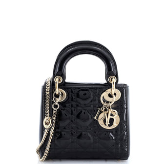 Christian Dior Lady Dior Chain Bag Cannage Quilt Patent Mini