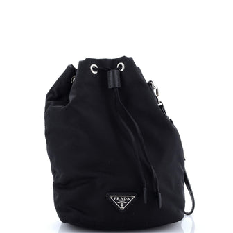 Prada Drawstring Wristlet Bucket Bag Tessuto Small