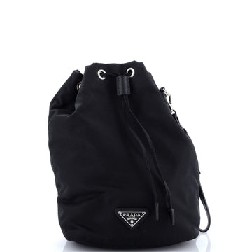 Prada Drawstring Wristlet Bucket Bag Tessuto Small