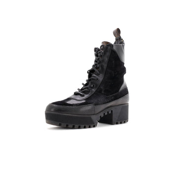 Louis Vuitton Women's Laureate Platform Desert Boots Suede with Monogram Canvas