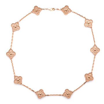 Van Cleef & Arpels Vintage Alhambra 10 Motifs Necklace 18K Rose Gold