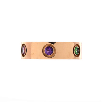 Cartier Love 6 Stone Band Ring 18K Rose Gold with Sapphires, Garnets and Amethyst