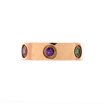 Cartier Love 6 Stone Band Ring 18K Rose Gold with Sapphires, Garnets and Amethyst