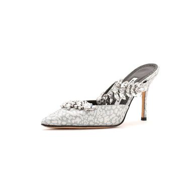 Manolo Blahnik Women's Lurum Heeled Mules Jacquard 90