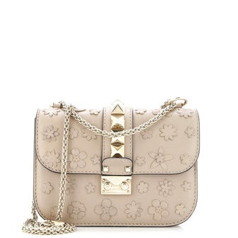 Valentino Garavani Glam Lock Shoulder Bag Embroidered Leather Small