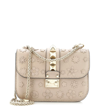 Valentino Garavani Glam Lock Shoulder Bag Embroidered Leather Small