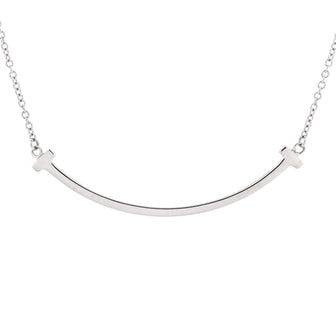 Tiffany & Co. T Smile Pendant Necklace 18K White Gold Small